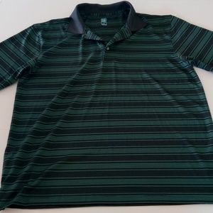 PGA Tour Mens Green / Black Horizontal Stripe Polo